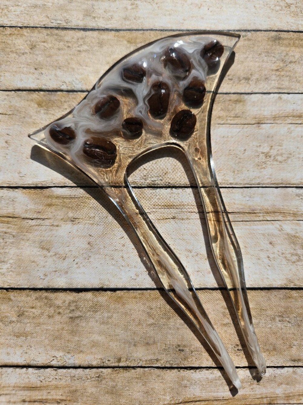 Coffee Time Hair Fork Hair Stick Real Beans